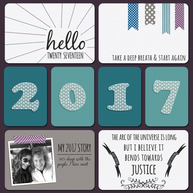2017 Album Title Page, Cover Page: Take a Deep Breath and Start Again layout made with Best Is Yet To Come 2017 digital scrapbook, project life, pocket scrapping kit by Scrumptiously at Pixel Scrapper