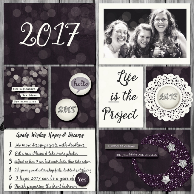 2017 Album Title Page, Cover page: Life *Is* the Project layout made with Best Is Yet To Come 2017 digital scrapbook, project life, pocket scrapping kit by Scrumptiously at Pixel Scrapper