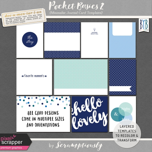 Minimalist Journal Card Templates from Pocket Basics 2 digital scrapbook, project life, pocket scrapping bundle by Scrumptiously at Pixel Scrapper