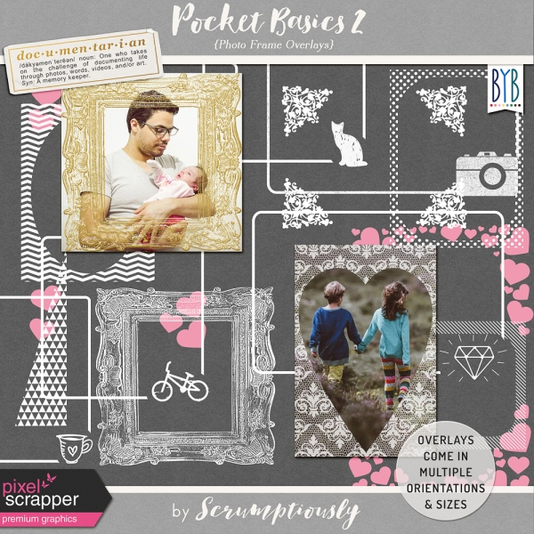 Photo Frame Overlays from Pocket Basics 2 digital scrapbook, project life, pocket scrapping bundle by Scrumptiously at Pixel Scrapper