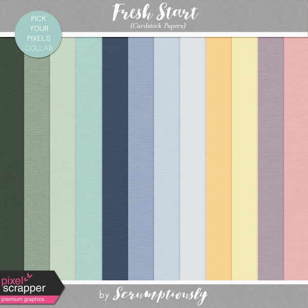 Fresh cardstock papers for Spring from Fresh Start digital scrapbook, project life, pocket scrapping bundle by Scrumptiously at Pixel Scrapper