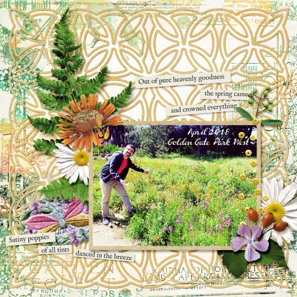 Wildflowers layout by Violet using Die Cut digital layout page templates for digital scrapbooking by Scrumptiously at Pixel Scrapper